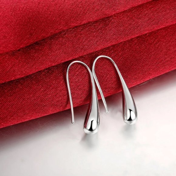 925 Silver Water Drop Earrings - Picture 10 of 11